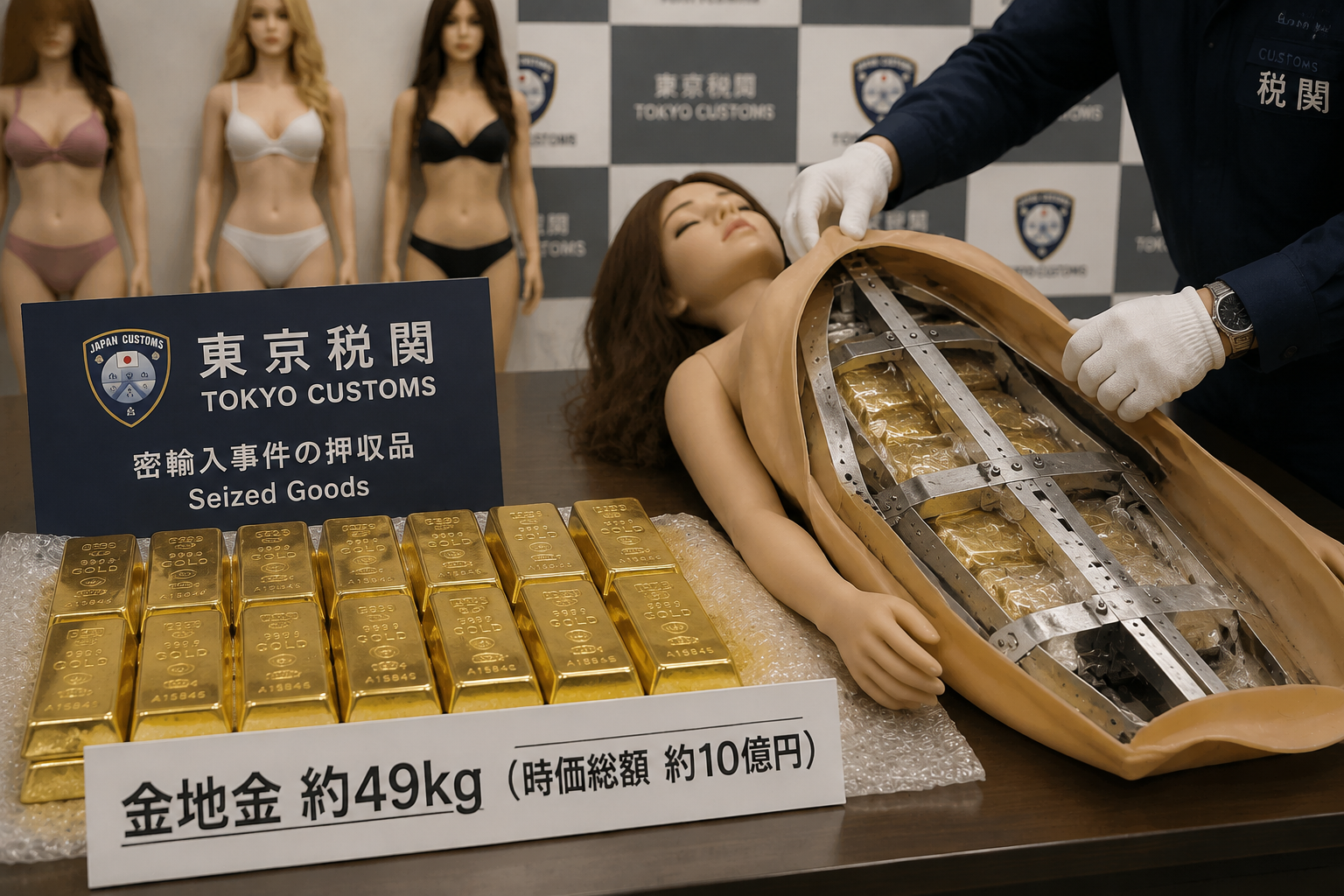 Goldschmuggel in Japan mit verstecktem Gold in einer Sexpuppe