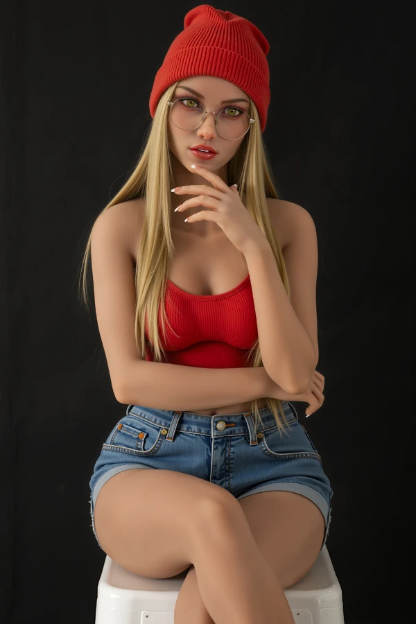 Aibei sex doll im roten Top, realistische Liebespuppe mit künstlerischem Ausdruck