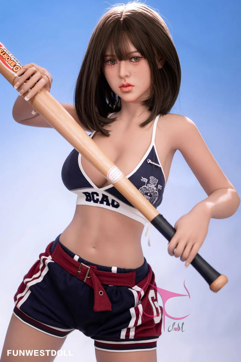 Sportliche TPE sex doll Darlene mit Baseballschläger und femininer Silhouette