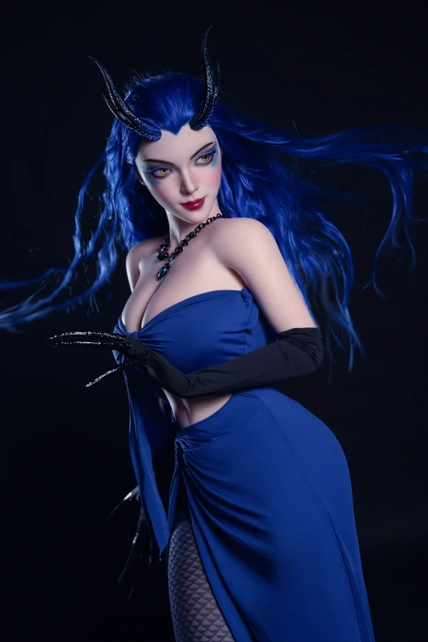 Große blaue Sexpuppe im Cosplay-Stil, Anime Liebespuppen