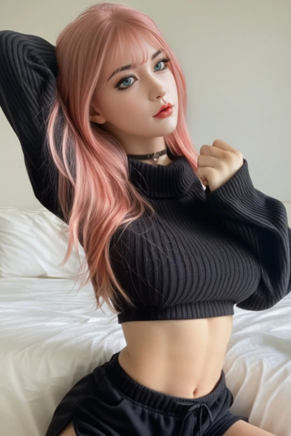 Asiatische Sexpuppen mit pinkem Haar, cool und verführerisch