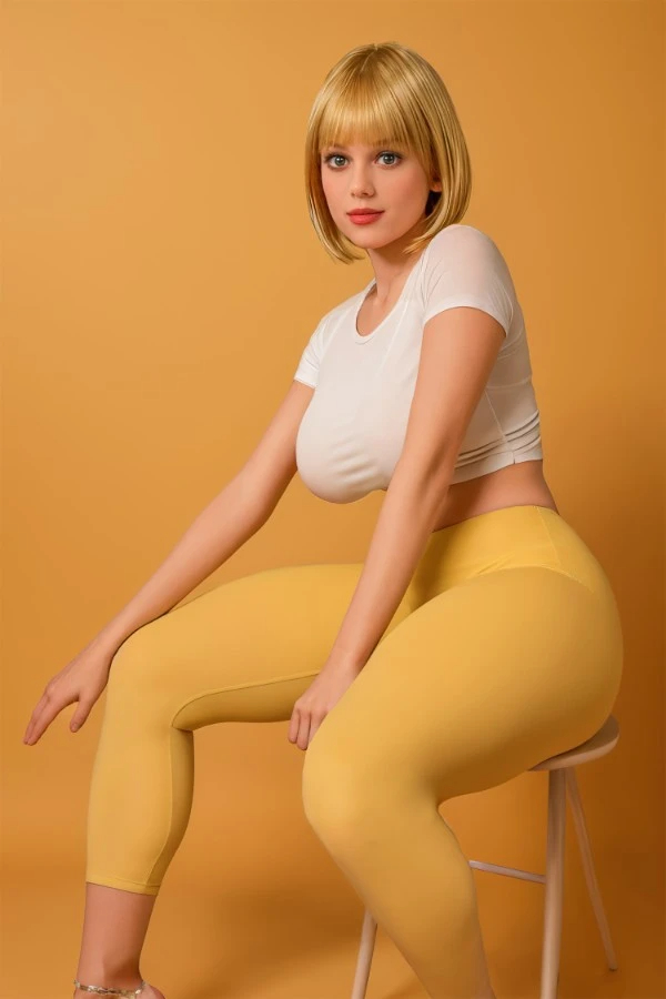 kurze blonde Haare dicke sexpuppe